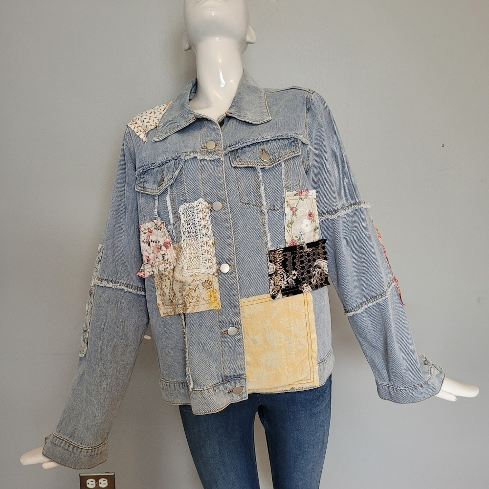 POL Patchwork Denim Jacket, VGUC, Size M - Picture 2 of 7